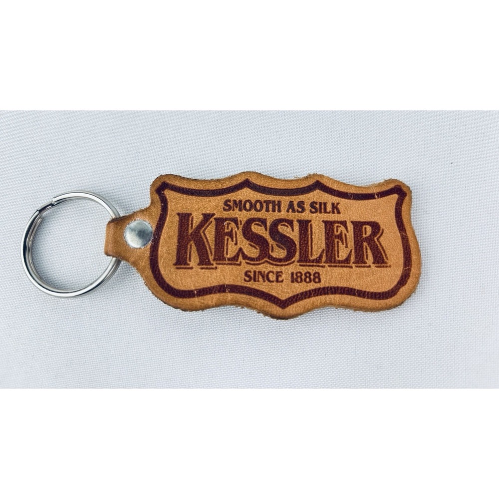 Vintage Kessler Whiskey "Smooth As Silk" Alcohol‎ Keyring Keychain Leather